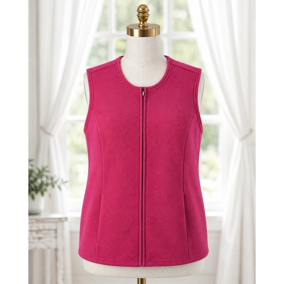 L.L. Bean Jackets & Blazers - LL Bean Polartec Fleece Sweater Vest Collarless Full Zip Pink Women's Size 1X